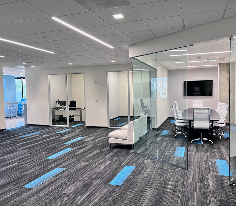 New classy 2,860 SF spec suite with glass front entry, lots of window