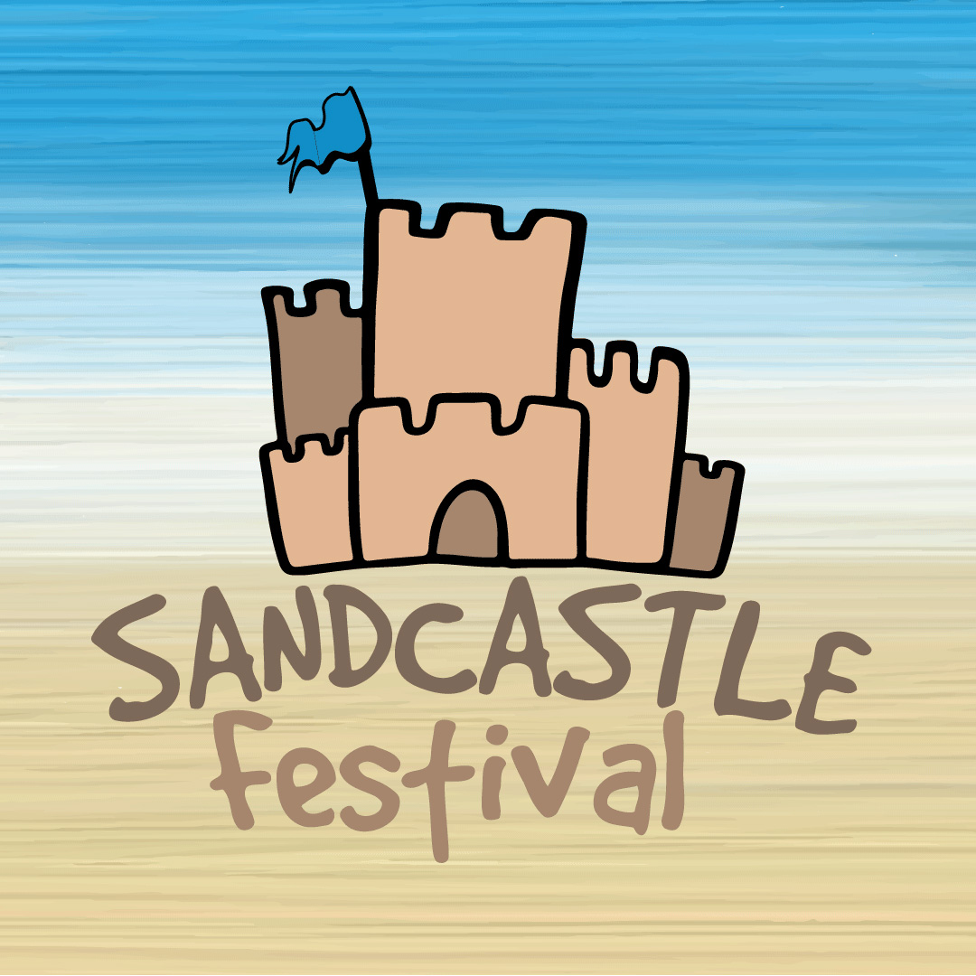Illustration of a sandcastle with text reading Sandcastle Festival.