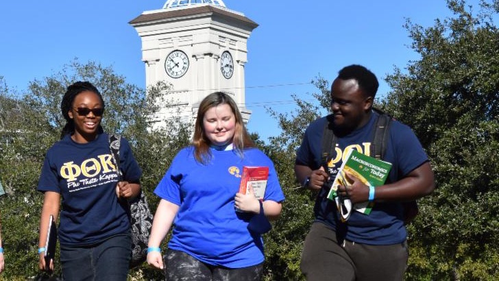 Students walking on campus