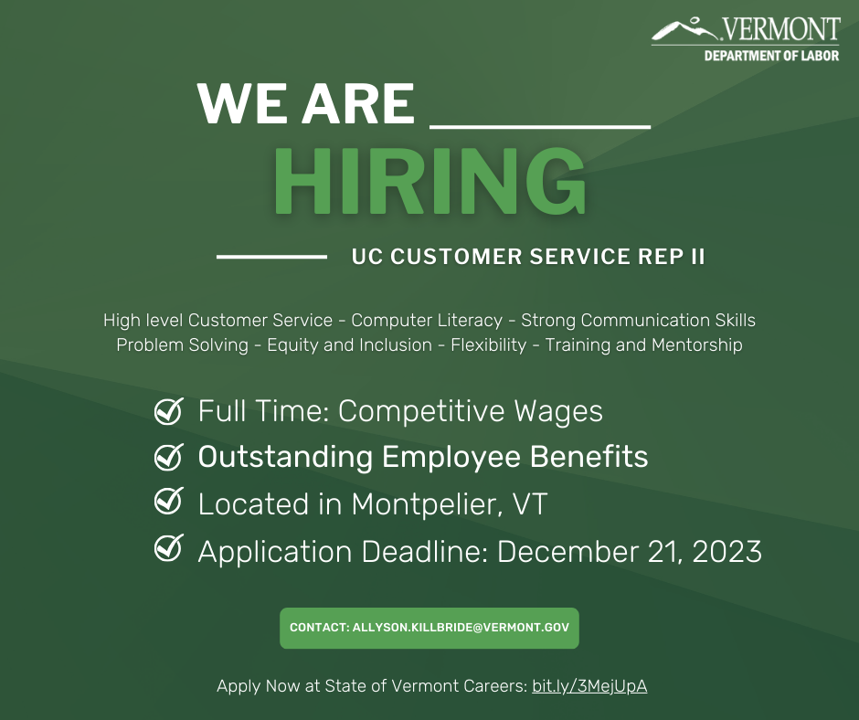 Vermont is Hiring!