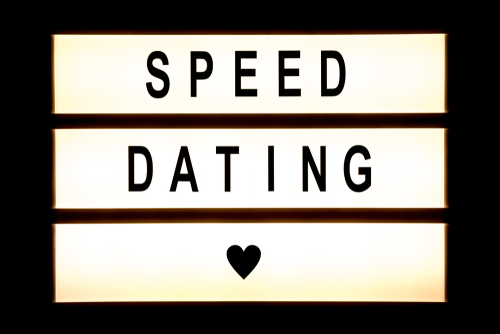 Speed dating hanging light box sign board.