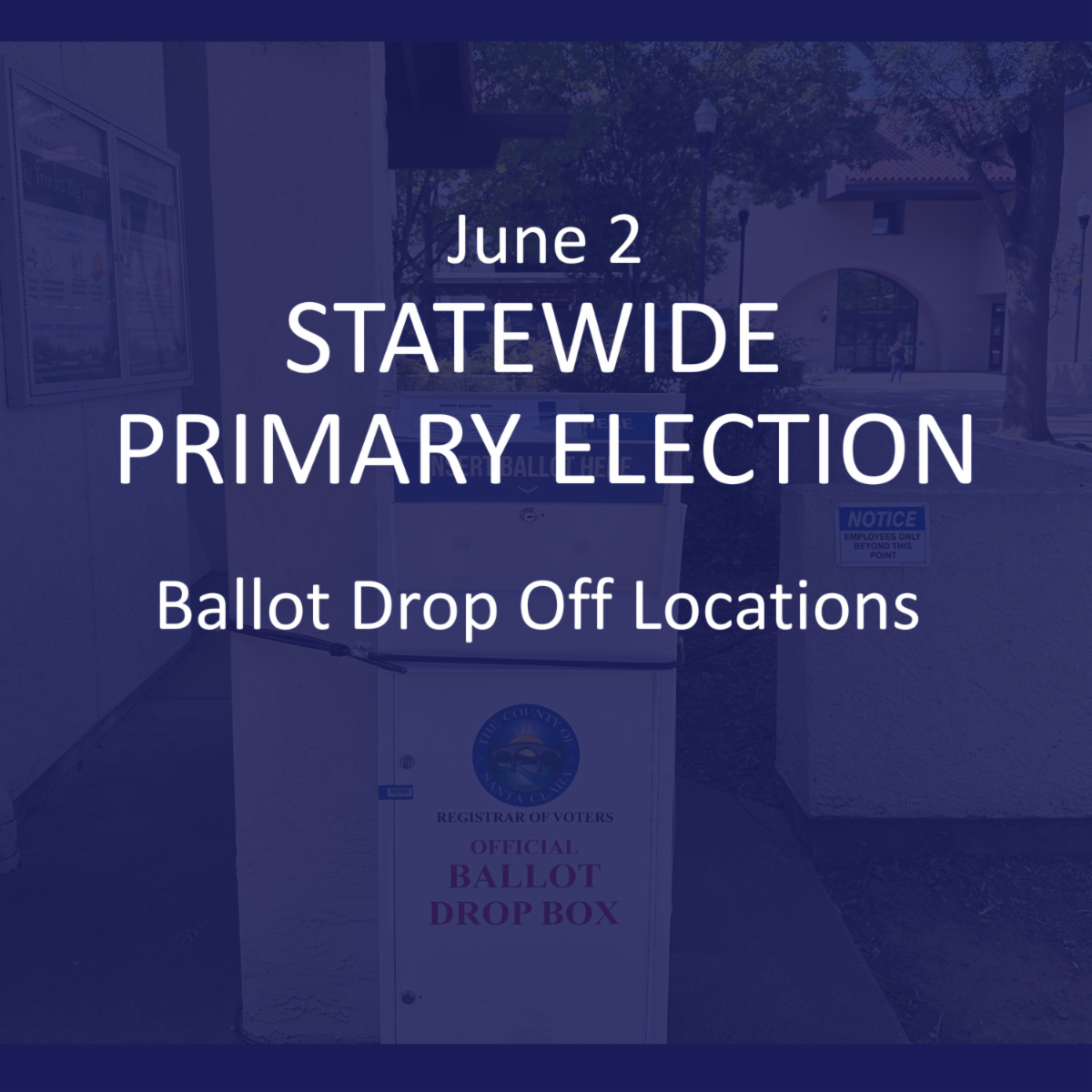 Drop box with text overlay with the date of the statewide primary election