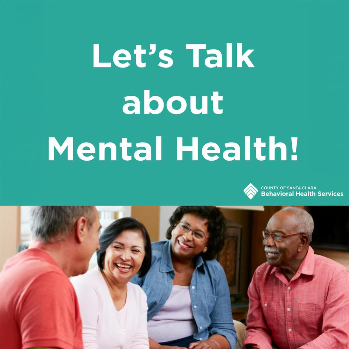group of four older adults having a conversation