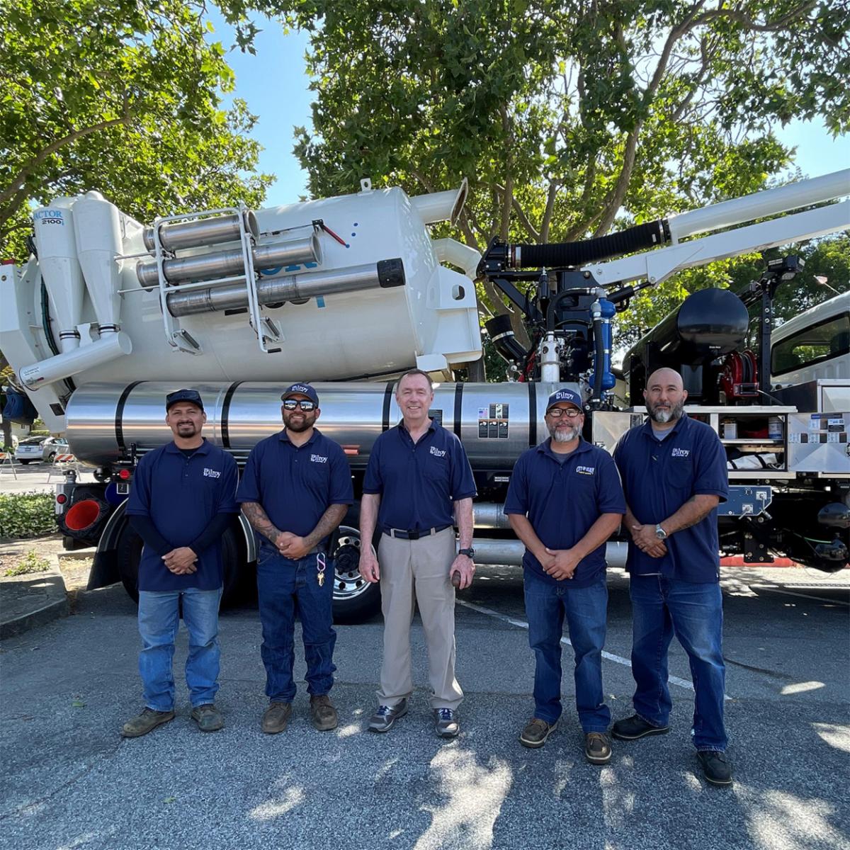 City of Gilroy Public Works Team members in front of a Public Works truck