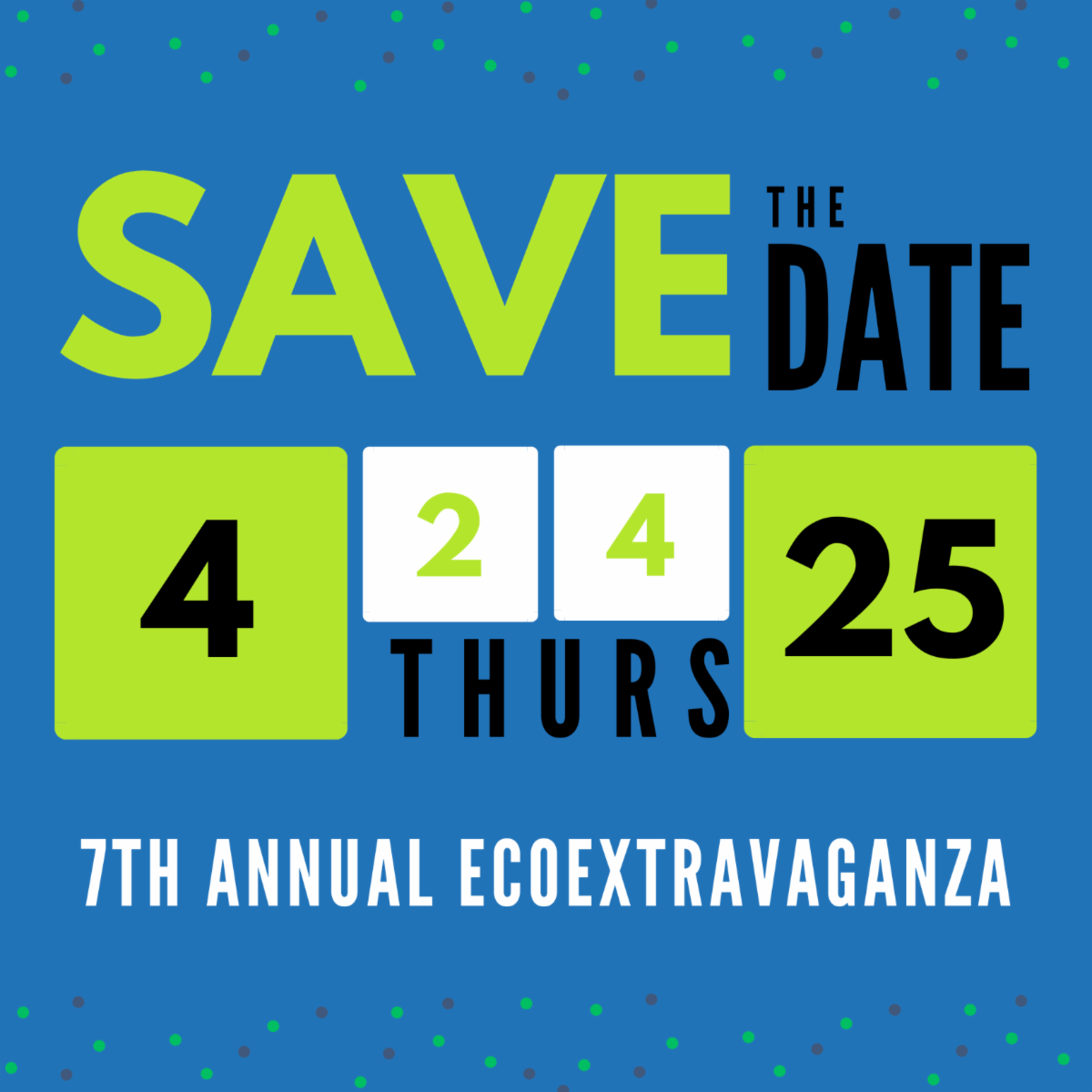 EcoExtravaganza save the date blue