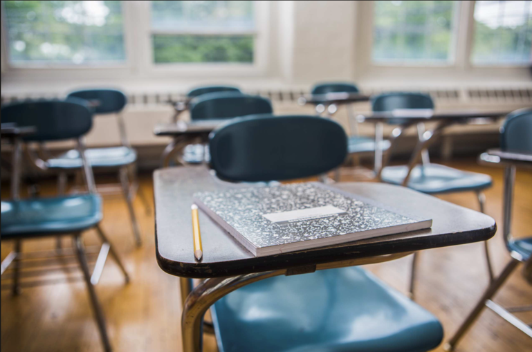 empty classroom, desk