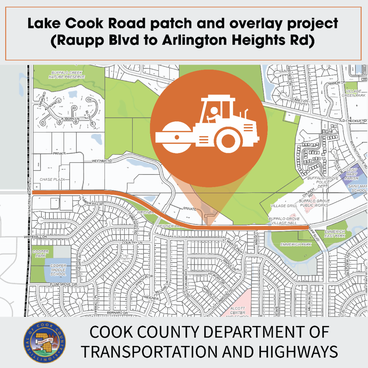 Memorial Day and Village Hall closure, Lake Cook Road construction