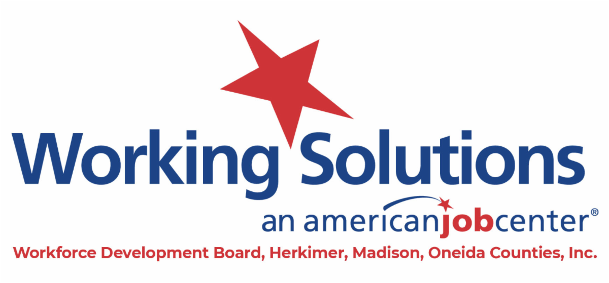 WDB logo - Working Solutions an american job center, Workforce Development Board, Herkimer, Madison, Oneida Counties, In.