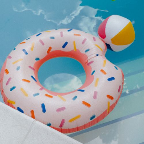 Pool donut inflatable in a pool