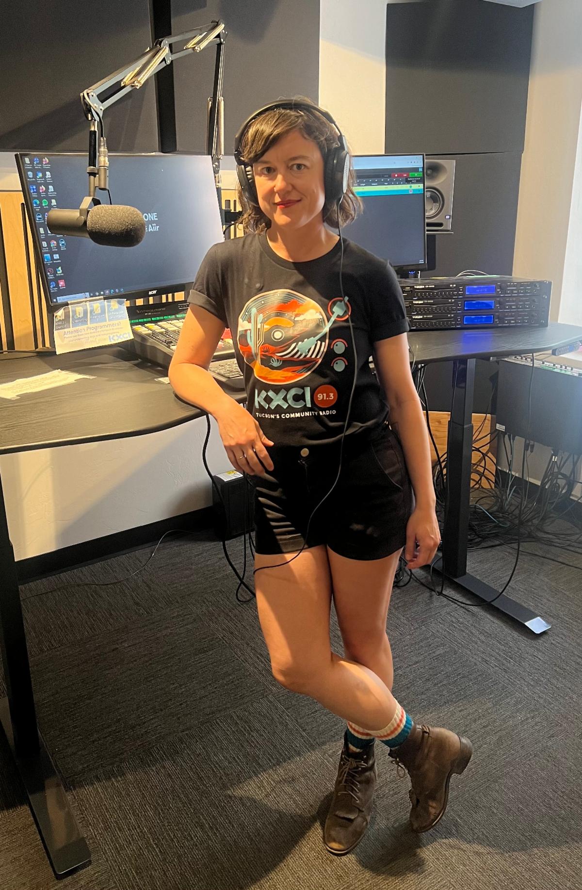 Miranda in Studio 1a wearing a Jessica Gonzales T Shirt