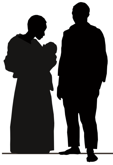 Graphic Silhouettes of Hannah, her baby, and Mingo (Design Division, 2025)
