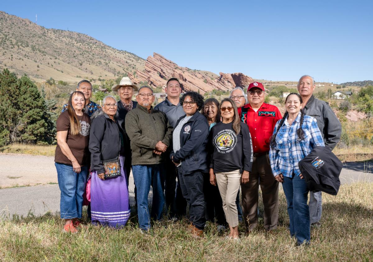 Tribal representatives in front of Red Rocks