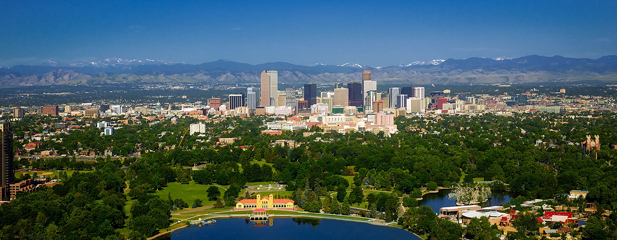 Aerial photo of Denver skyline