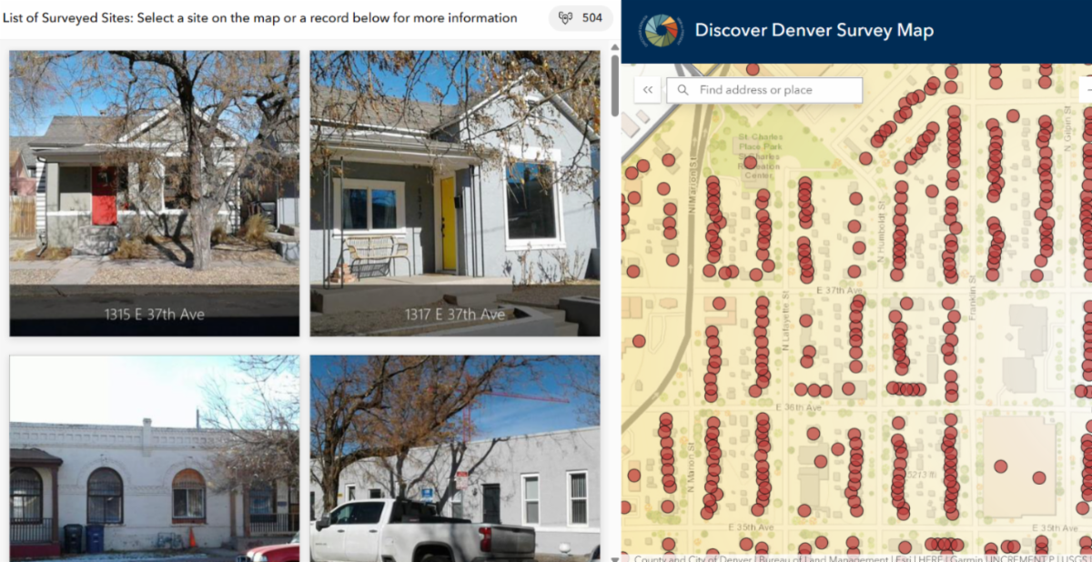 screenshot of Discover Denver map and website