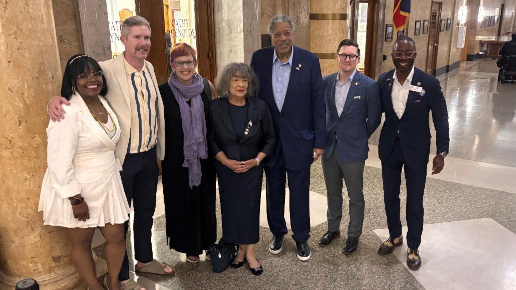 Group shot of people outside of City Council