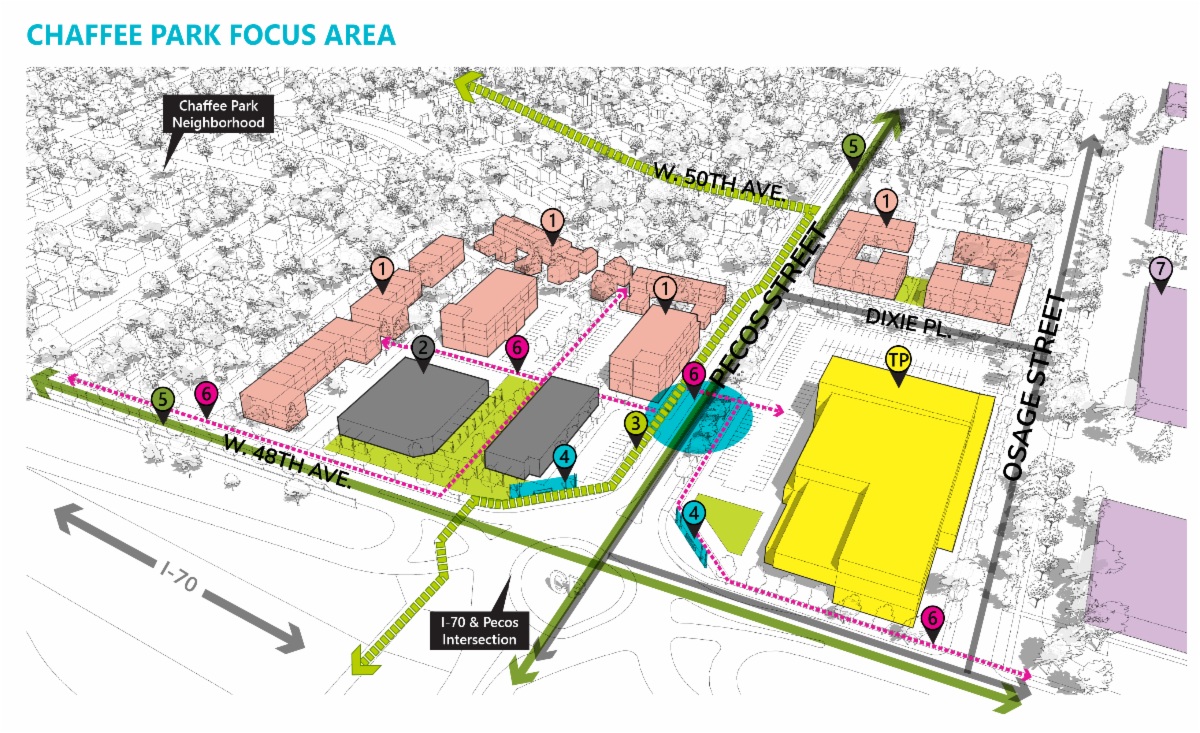 Map of Chaffee Park focus area north of West 48th near Pecos and Osage