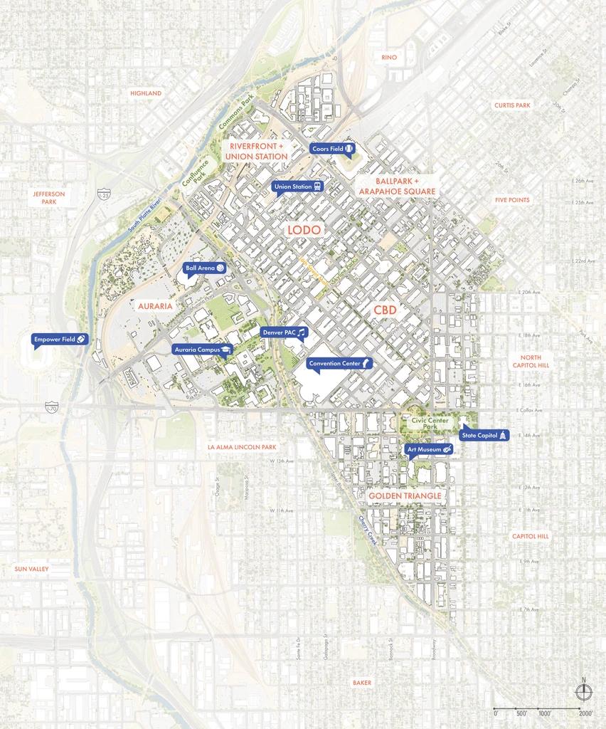 Map of downtown Denver and coverage area of Downtown Area Plan
