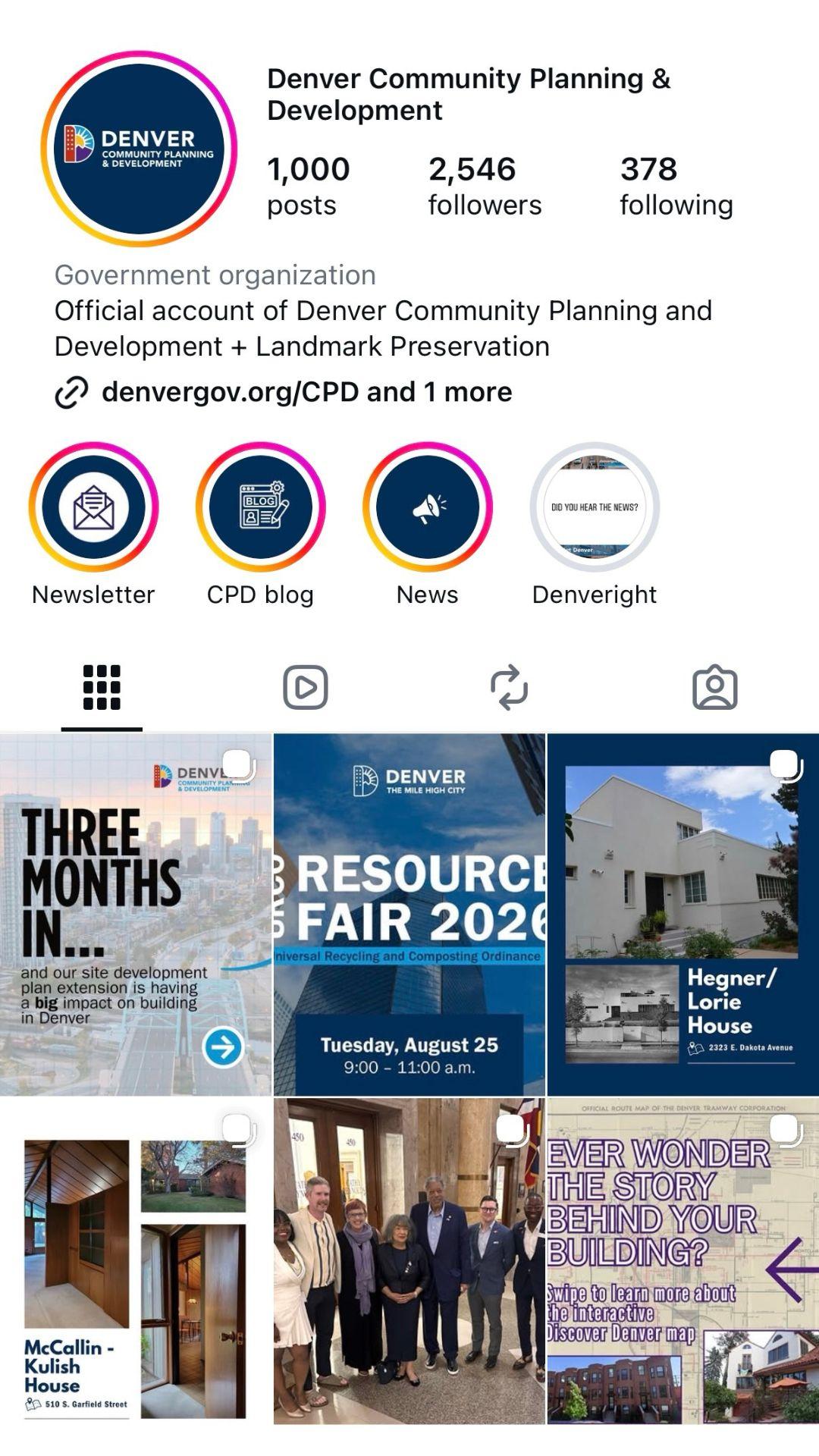 screenshot of CPD instagram page