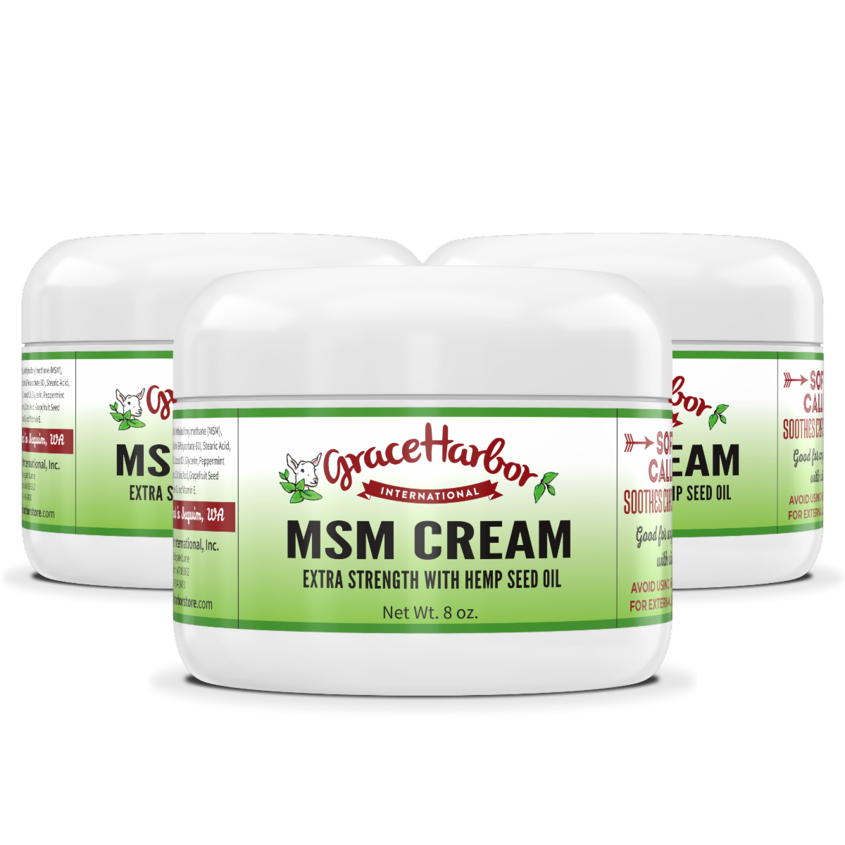 Three 8 oz jars of Extra Strength MSM Cream