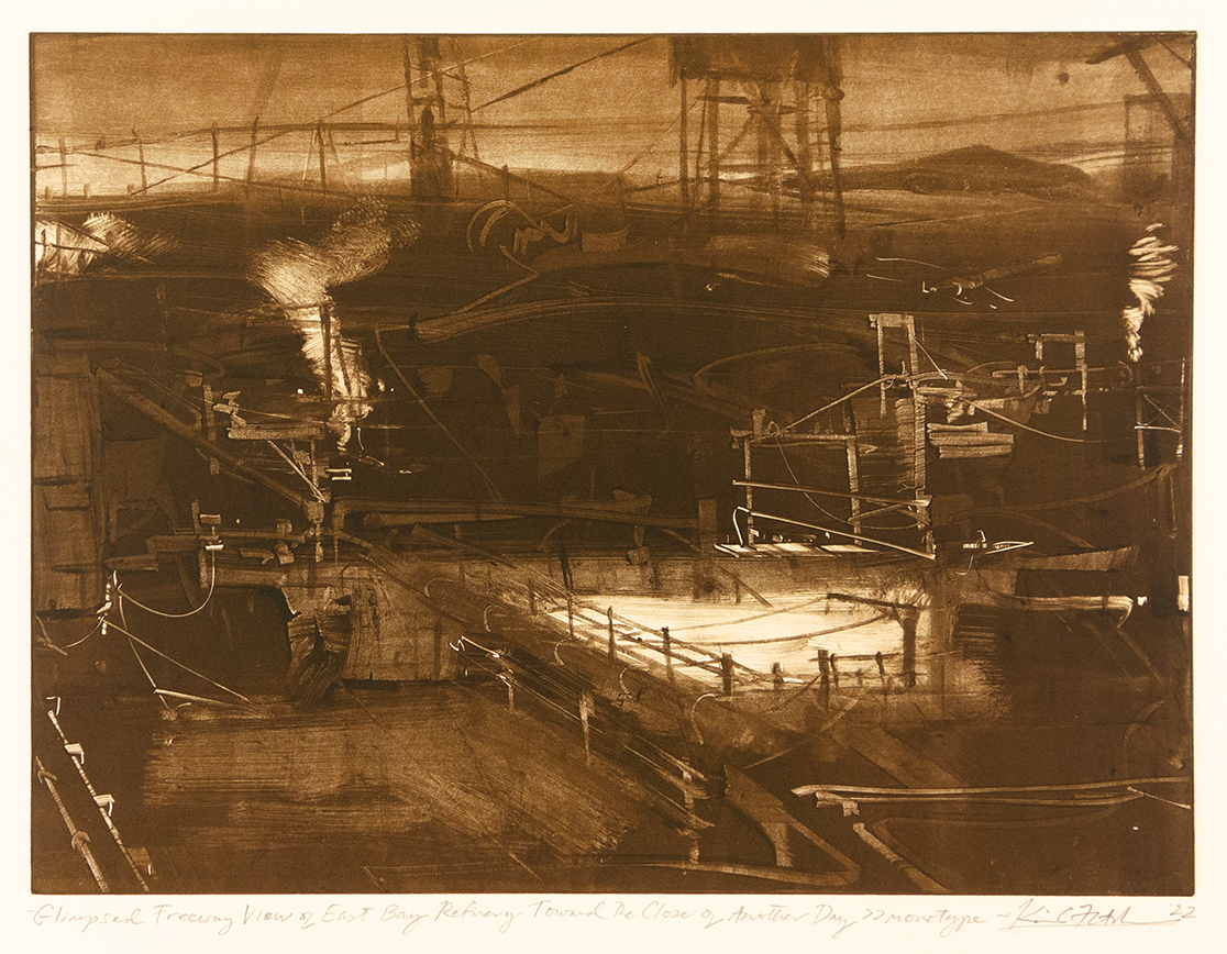 Kevin Fletcher, Glimpsed Freeway View of East Bay Refinery... Monotype.