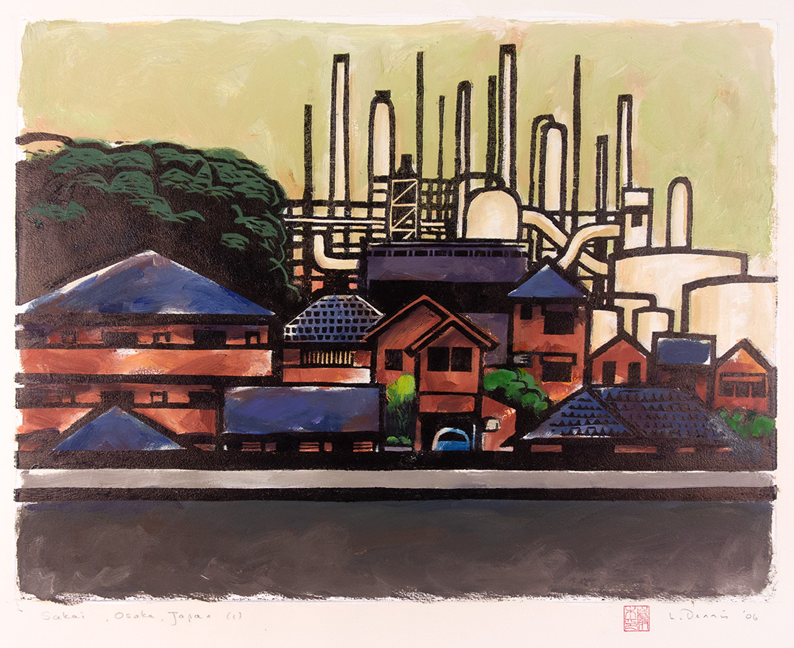 Lockwood Dennis, Sakai, Osaka, Japan (1). Woodblock and hand-coloring.