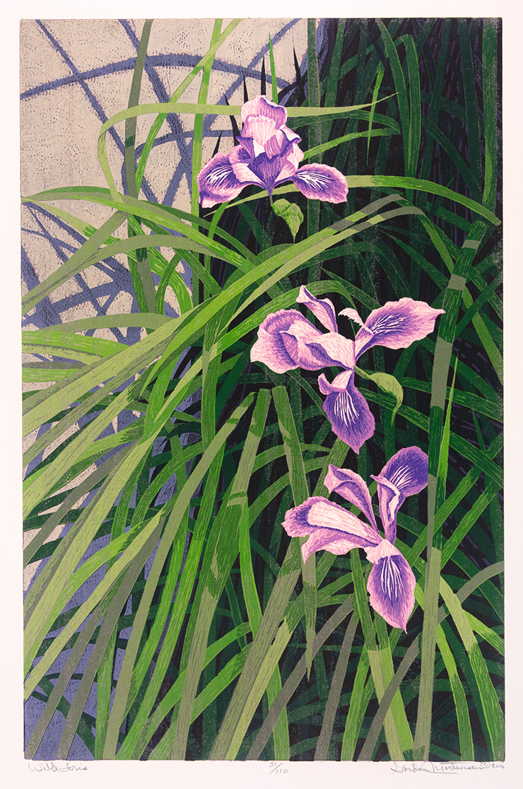 Gordon Mortensen, Wild Iris. Reduction woodcut