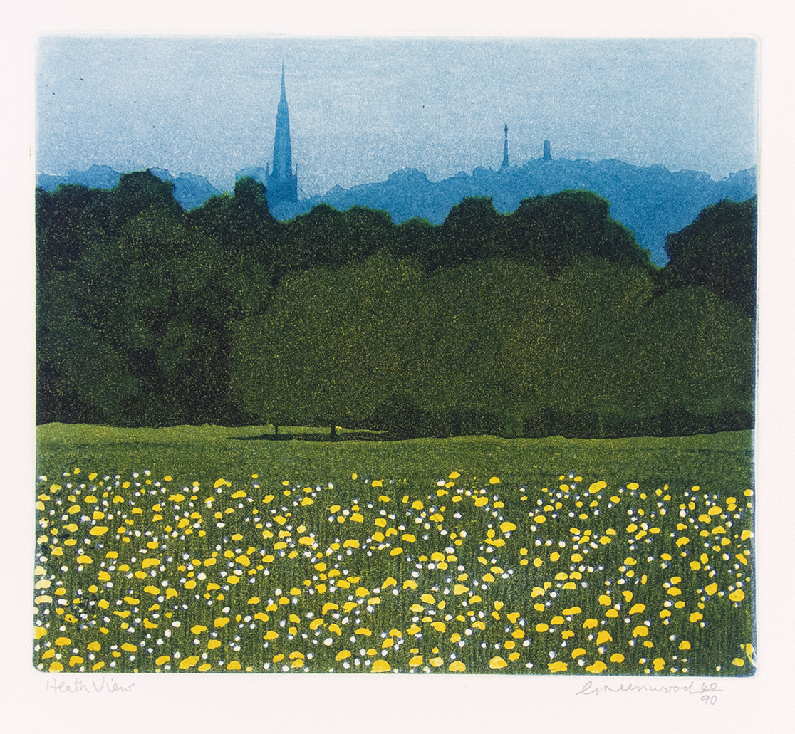 Phil Greenwood, Heathland. Etching and aquatint.