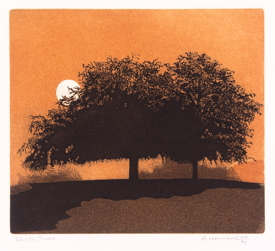 Phil Greenwood Heath Trees Etching aquatint