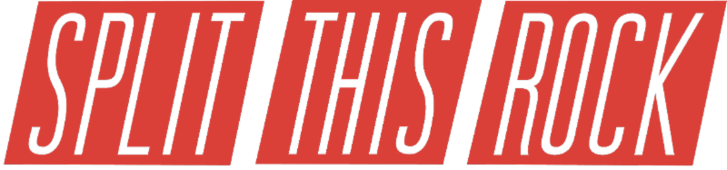 Split This Rock logo. The words Split This Rock appear in white within red slanted blocks.