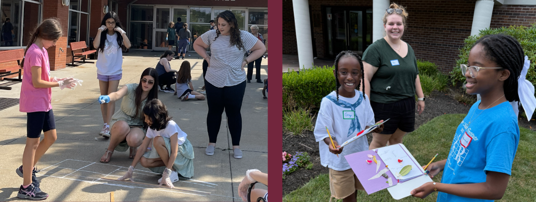 students playing outside during camp