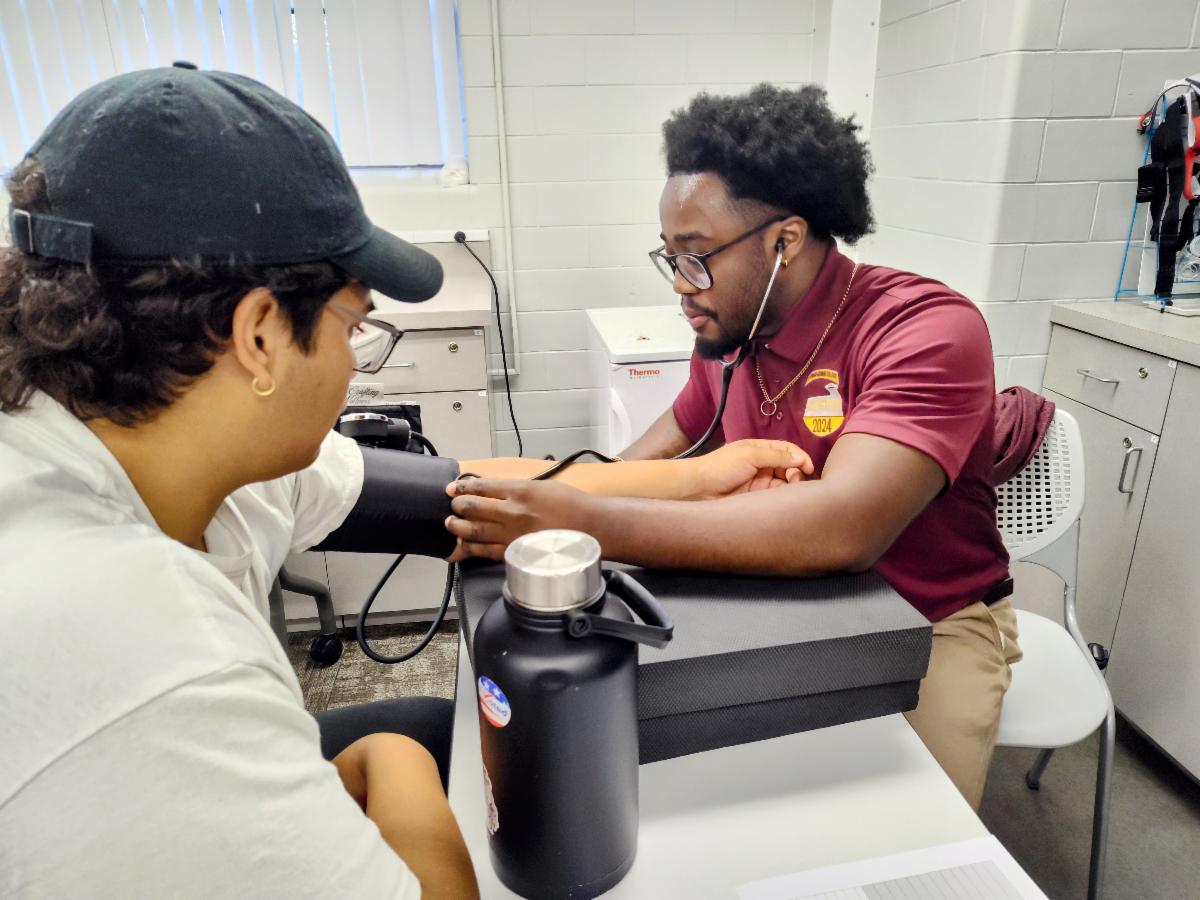 student working in exercise science lab