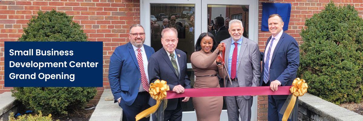 SBDC Opening ribbon cutting outside