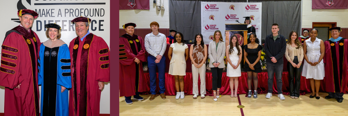Honors Convocation President Daly and Chair DAdamo with Barbara Mistick and students
