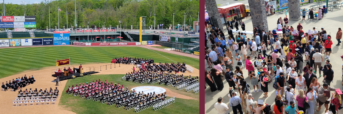 Commencement 2023 aerial image of graduates and after party