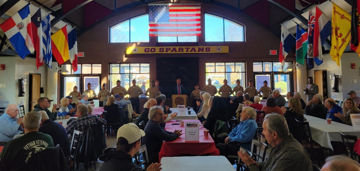 Veterans Lunch with guests seated in McNelis Dining Hall