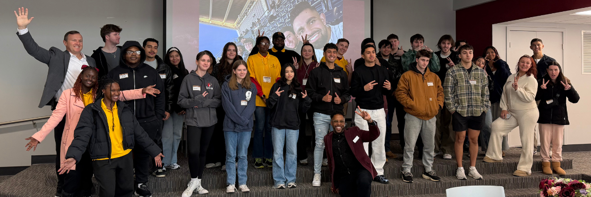 winter welcome group smiling in RSAC