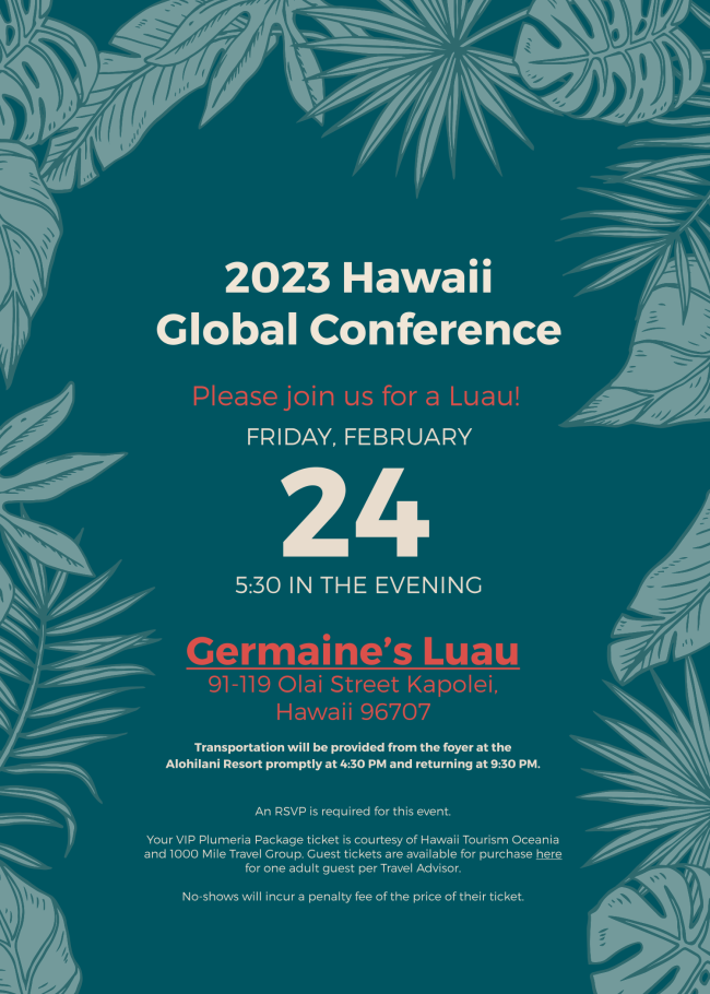 RSVP for the Hawaiian Luau during Conference