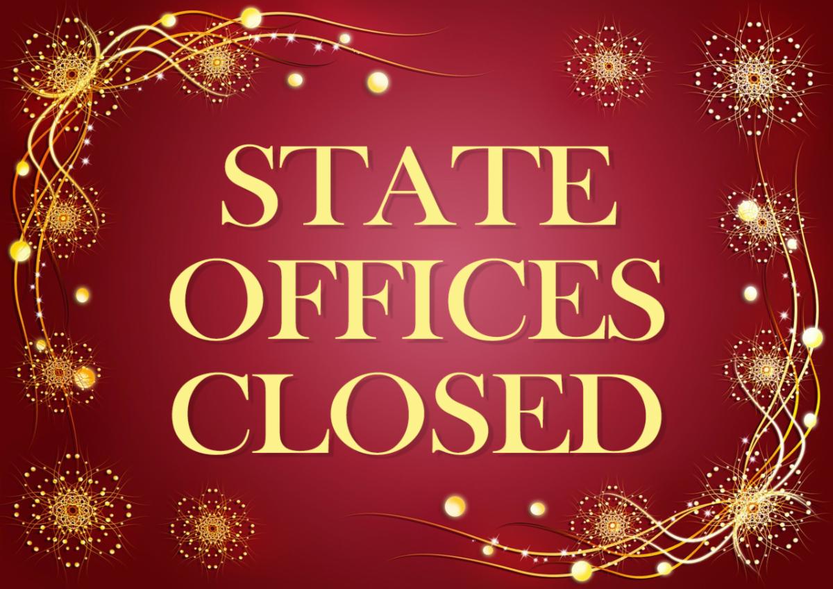 State Offices Closed sign