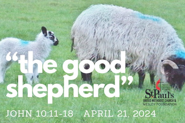 a lamb and a ewe grazing in a field with the words the good shepherd overland