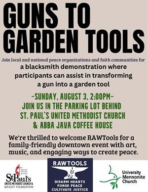 thumbnail of guns to garden tools event flyer