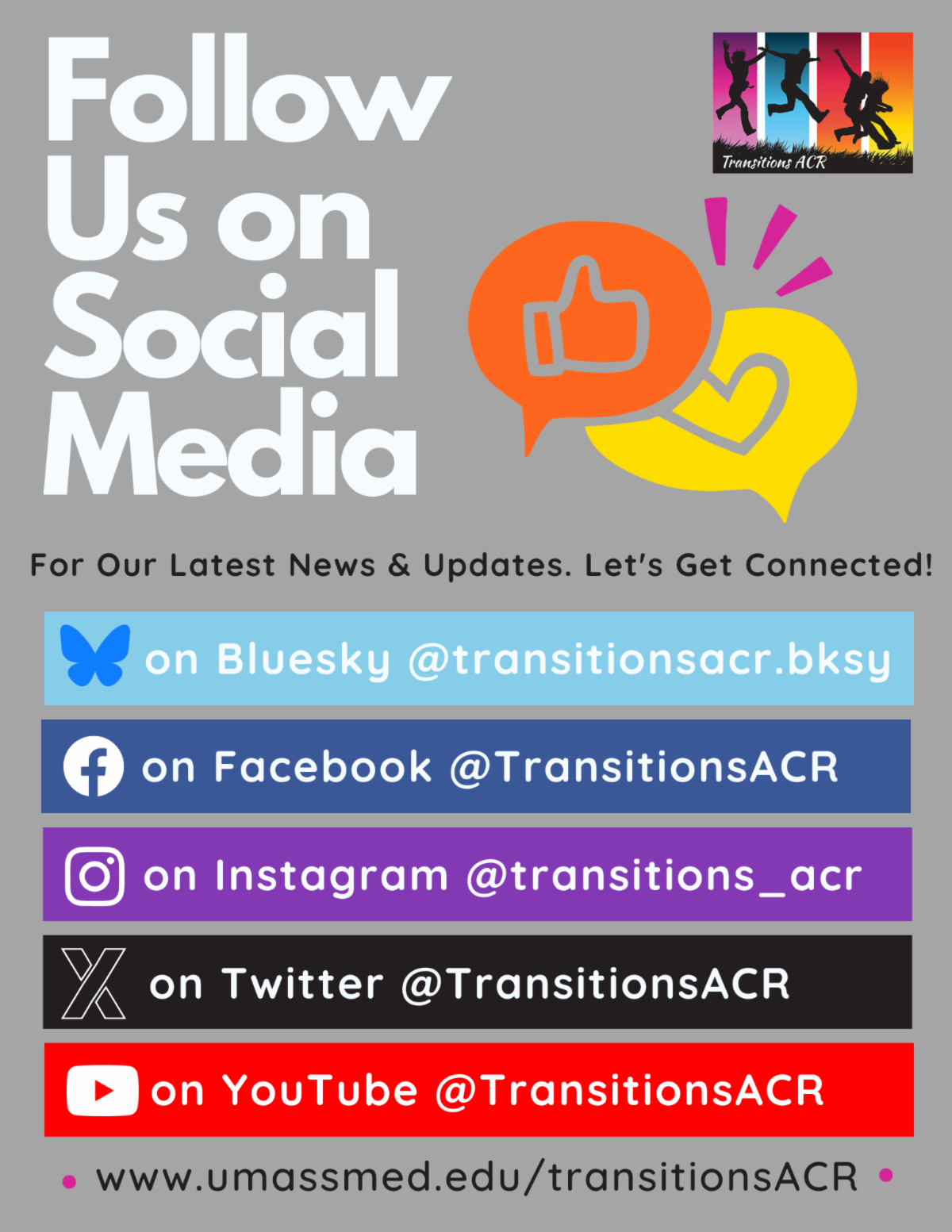 listing of our social channels and their handles