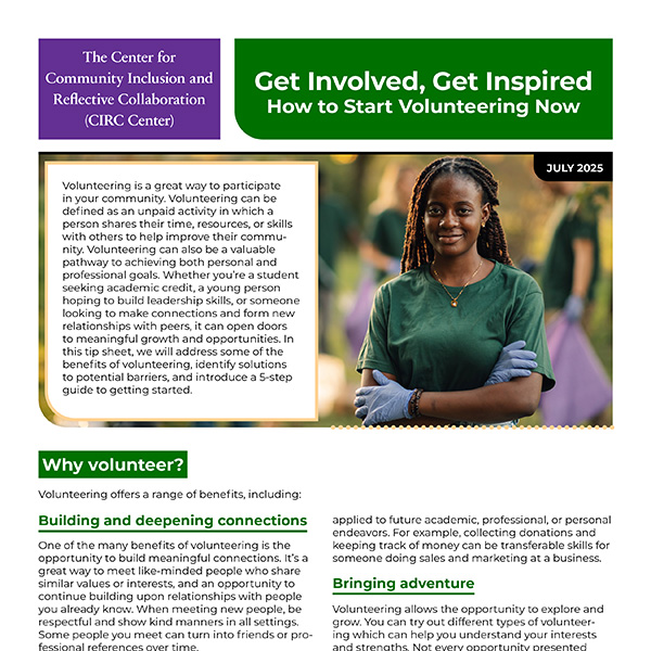 This is an image of the Get Involved Get Inspired tip sheet