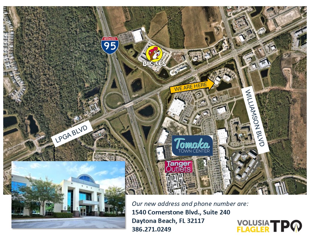 A map of the location of the Volusia-Flagler TPO. It is an aerial view of the location.