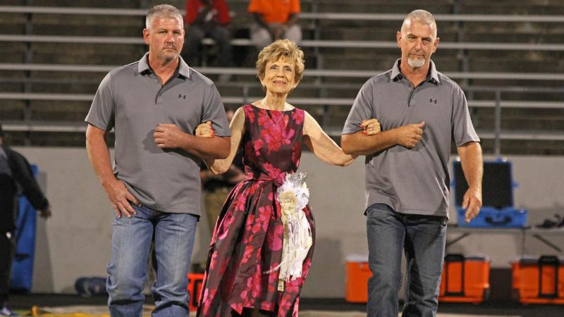 JoNell Mitchell is recognized at Northwest_s homecoming game