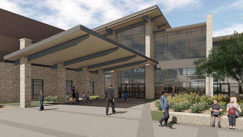 A rendering of the entry of Lance Thompson Elementary School