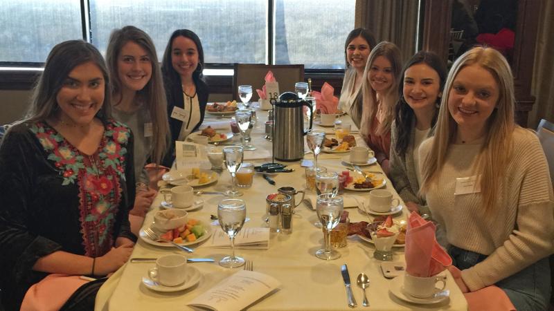 Byron Nelson Student Council members take part in the Bridge Builders Society breakfast