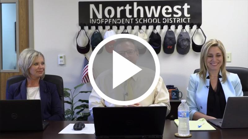 A screen capture of Dr. Warren, Michael Griffin and Emily Conklin