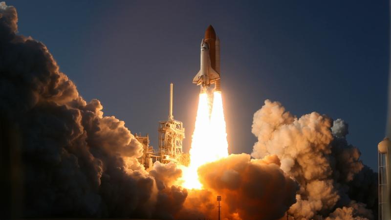A NASA rocket blasts off