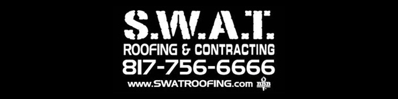 An advertisement for SWAT Roofing