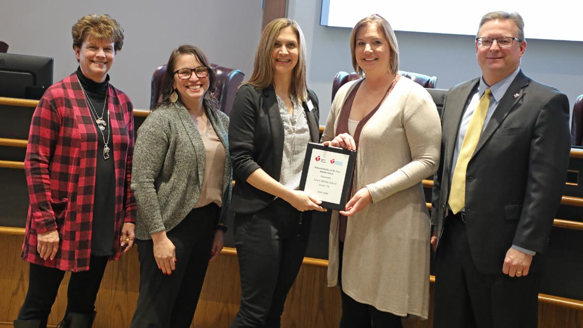 Trustees recognized Adams Middle School for its heart health excellence